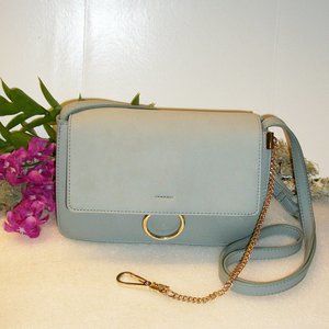 CHARMING CHARLIE Crossbody Bag Light Blue w/Gold Chain 6" x 9" Adjustable Strap